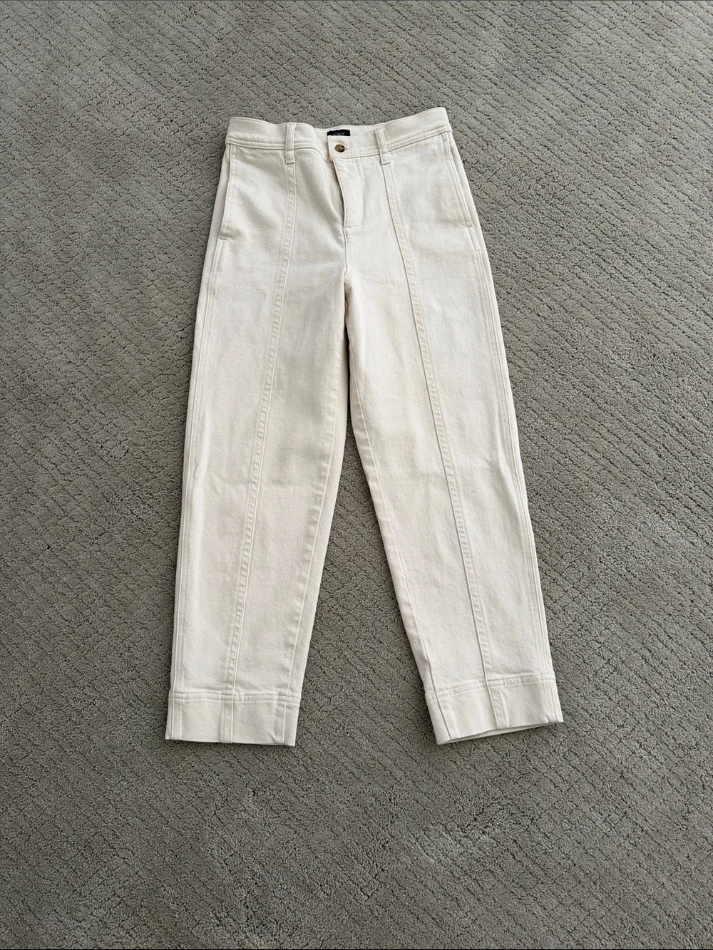 J. Crew High-Rise Straight-Leg Jeans in Off-White - Picture 3 of 4